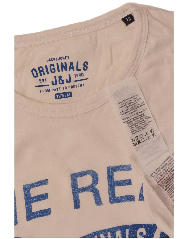 Jack & Jones Hombre Camiseta Gráfica Top Medium Blanco Algodón