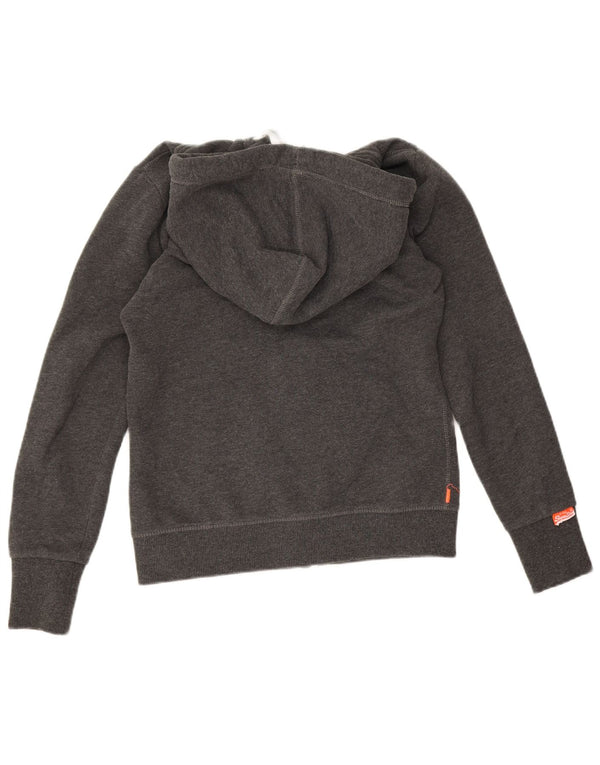 Superdry Suéter con capucha y cremallera para mujer Reino Unido 40 Pequeño algodón moteado gris