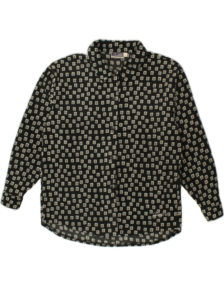 DIADORA Womens Oversized Shirt UK 10 Small Black Geometric Vintage Diadora and Second-Hand Diadora from Messina Hembry 