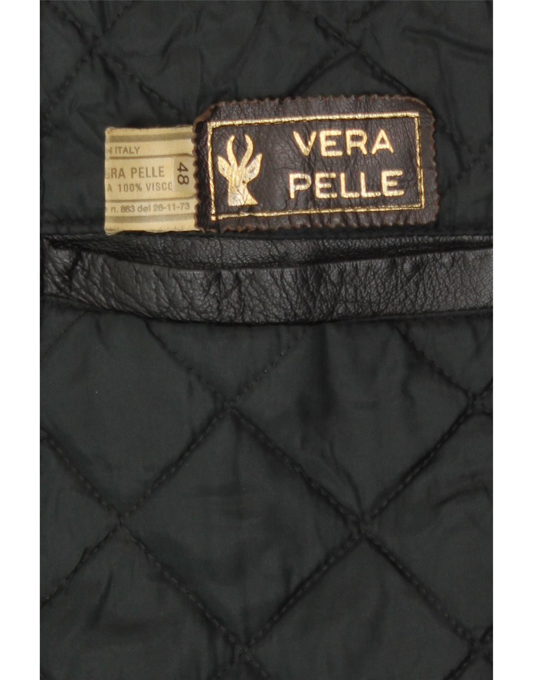 Vintage hombres cuero chaqueta de cuero IT 48 cuero negro medio
