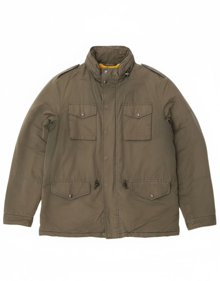 Hackett Chaqueta utilitaria con capucha para hombre UK 42 XL Algodón caqui
