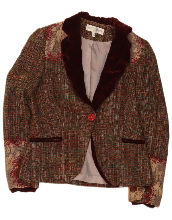 Quin And Donnelly Chaqueta tipo blazer con 1 botón para mujer UK 40 Small Brown Floral