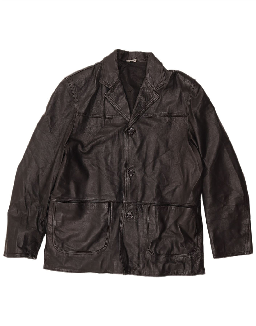 VINTAGE Chaqueta de cuero para hombre Reino Unido 42 XL Cuero negro