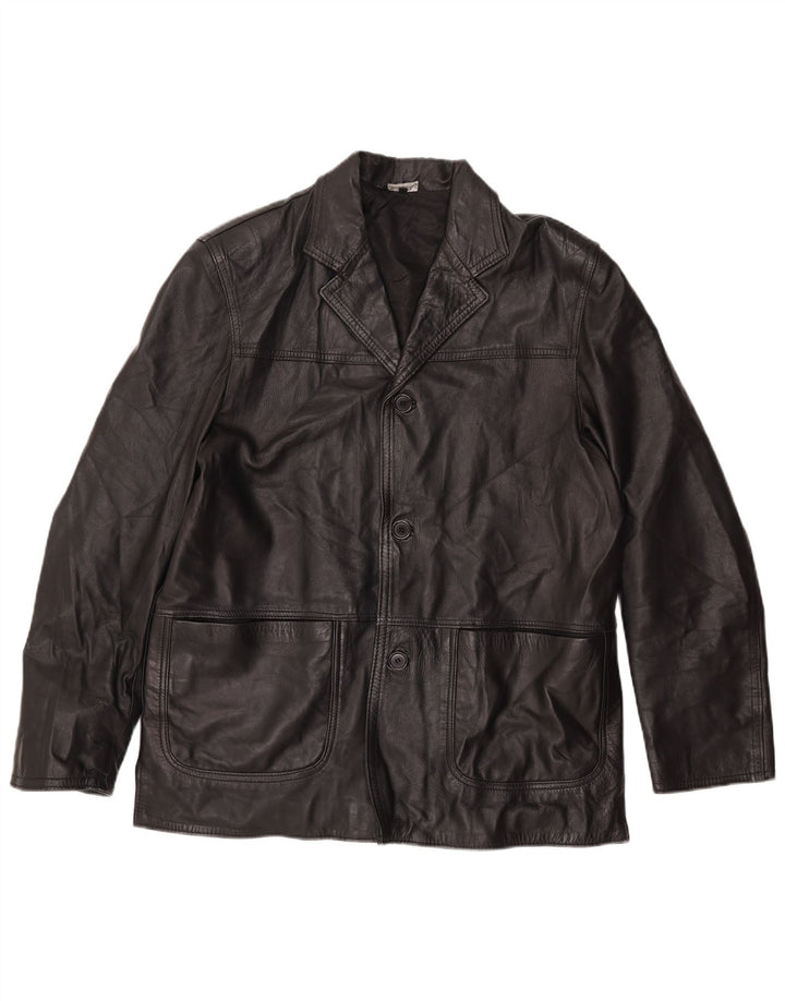 VINTAGE Chaqueta de cuero para hombre Reino Unido 42 XL Cuero negro