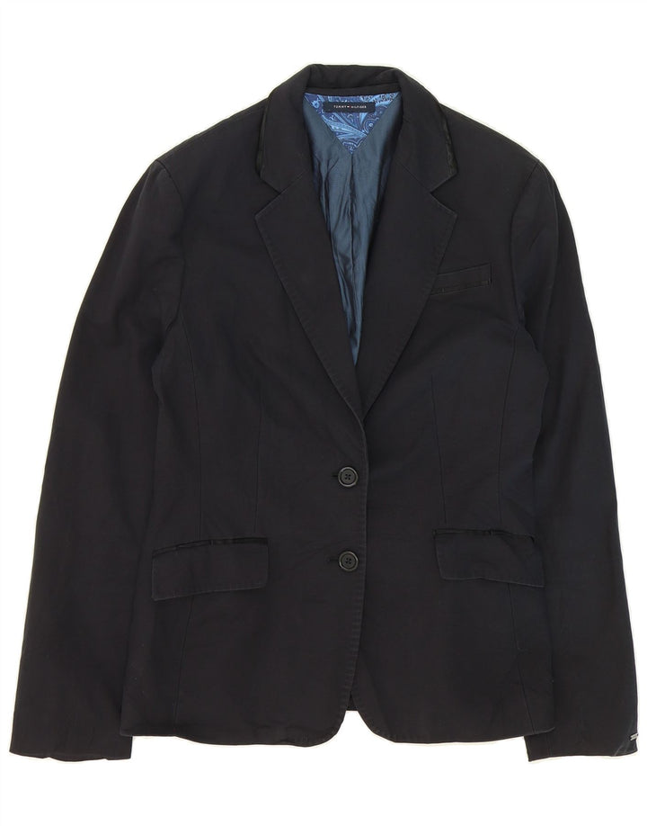 TOMMY HILFIGER Womens 2 Button Blazer Jacket UK 12 Medium Black Acetate Vintage Tommy Hilfiger and Second-Hand Tommy Hilfiger from Messina Hembry 