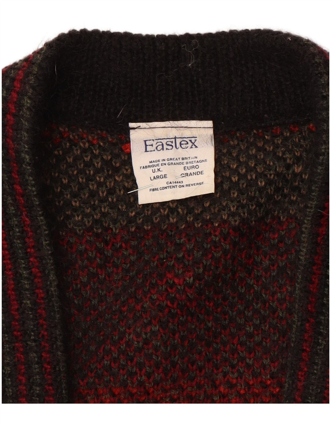 EASTEX Suéter tipo cárdigan extragrande para mujer Reino Unido 16 Grande Rojo Fair Isle Acrílico