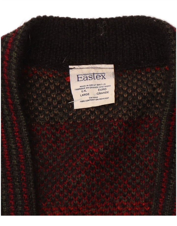 EASTEX Suéter tipo cárdigan extragrande para mujer Reino Unido 16 Grande Rojo Fair Isle Acrílico
