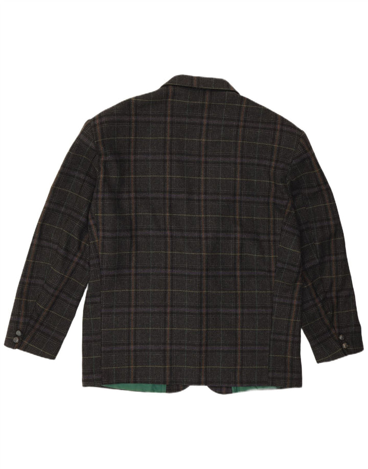 VINTAGE Chaqueta Blazer de 2 Botones para Hombre IT 54 2XL Lana a Cuadros Gris