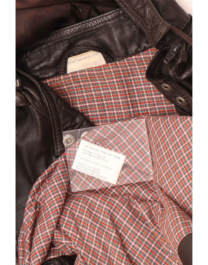 Chaqueta de cuero con capucha para mujer Street One UK 44 Cuero marrón medio