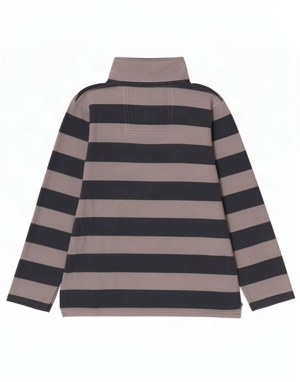 Crew Clothing - Sudadera con cuello y cremallera para hombre, color gris medio a rayas