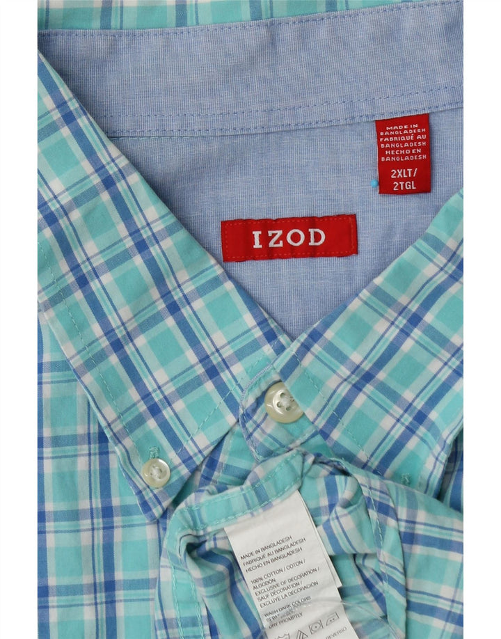 IZOD Camisa alta para hombre 2XL Algodón a cuadros azules
