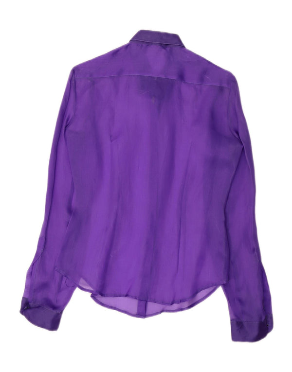 Vintage mujer camisa blusa Reino Unido 12 medio púrpura