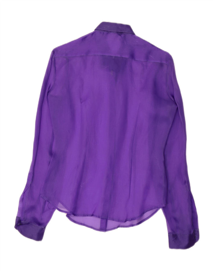 Vintage mujer camisa blusa Reino Unido 12 medio púrpura