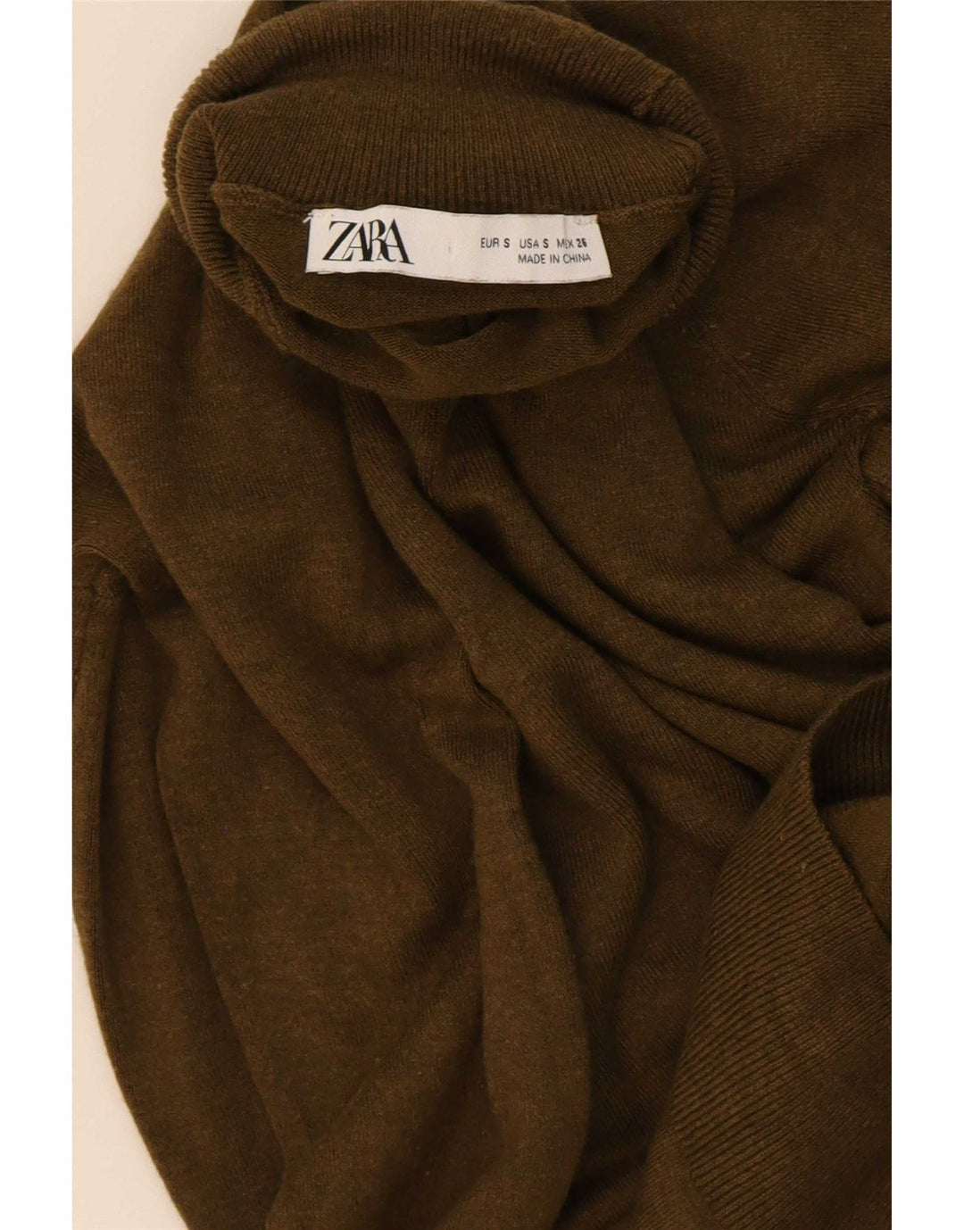 Zara Mujer Roll Neck Jumper Sweater UK 10 Small Caqui