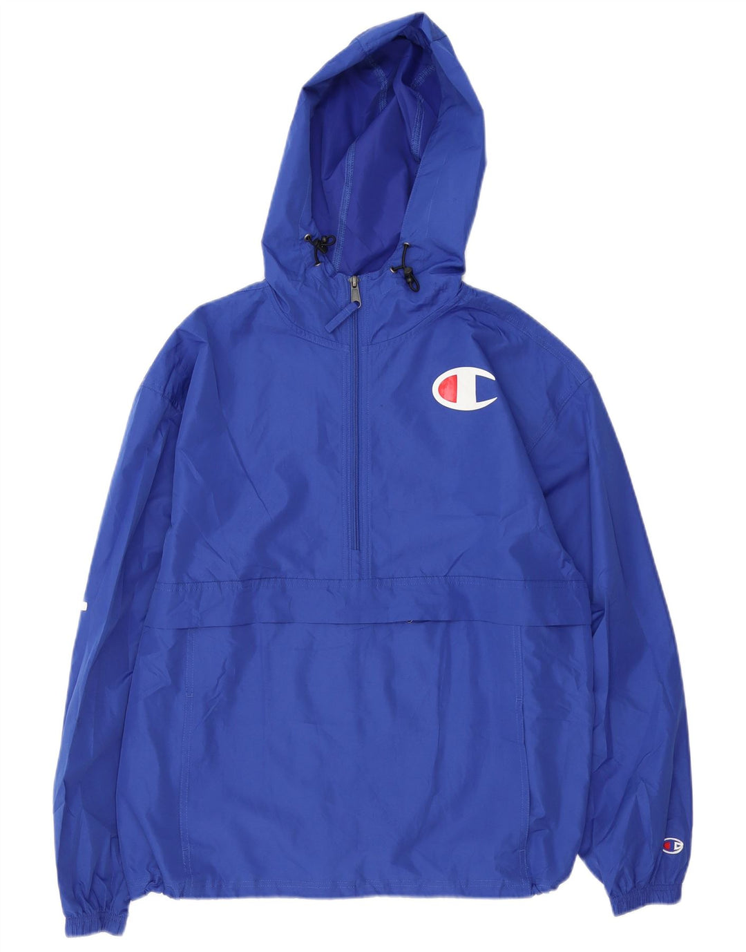 Champion Chaqueta impermeable con capucha gráfica para hombre UK 38 Poliéster azul medio