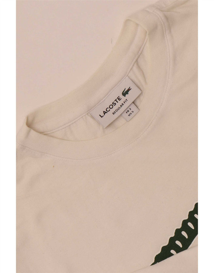 Lacoste Camiseta gráfica de ajuste regular para hombre talla 3 pequeña blanca