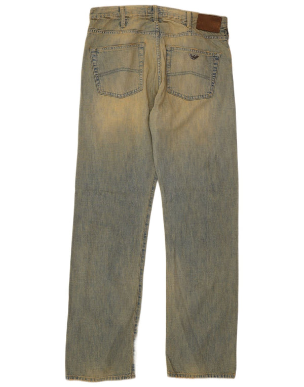 Armani Jeans rectos desgastados para hombre W32 L32 Algodón azul