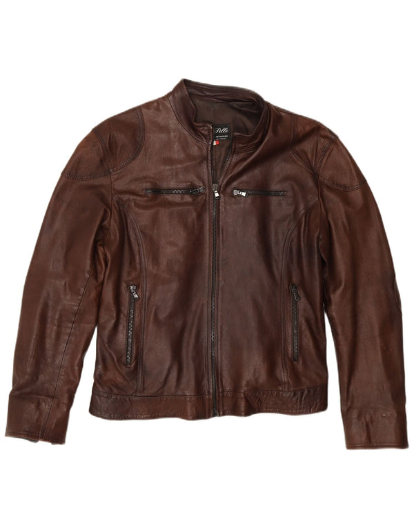 Lavorazione Artigiana Chaqueta Biker de Cuero para Mujer IT 52 2XL Cuero Marrón