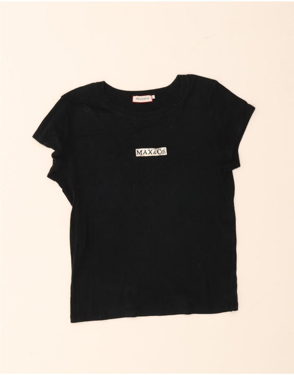 Max & Co. Camiseta corta con gráfico para mujer UK 44 Grande Algodón negro