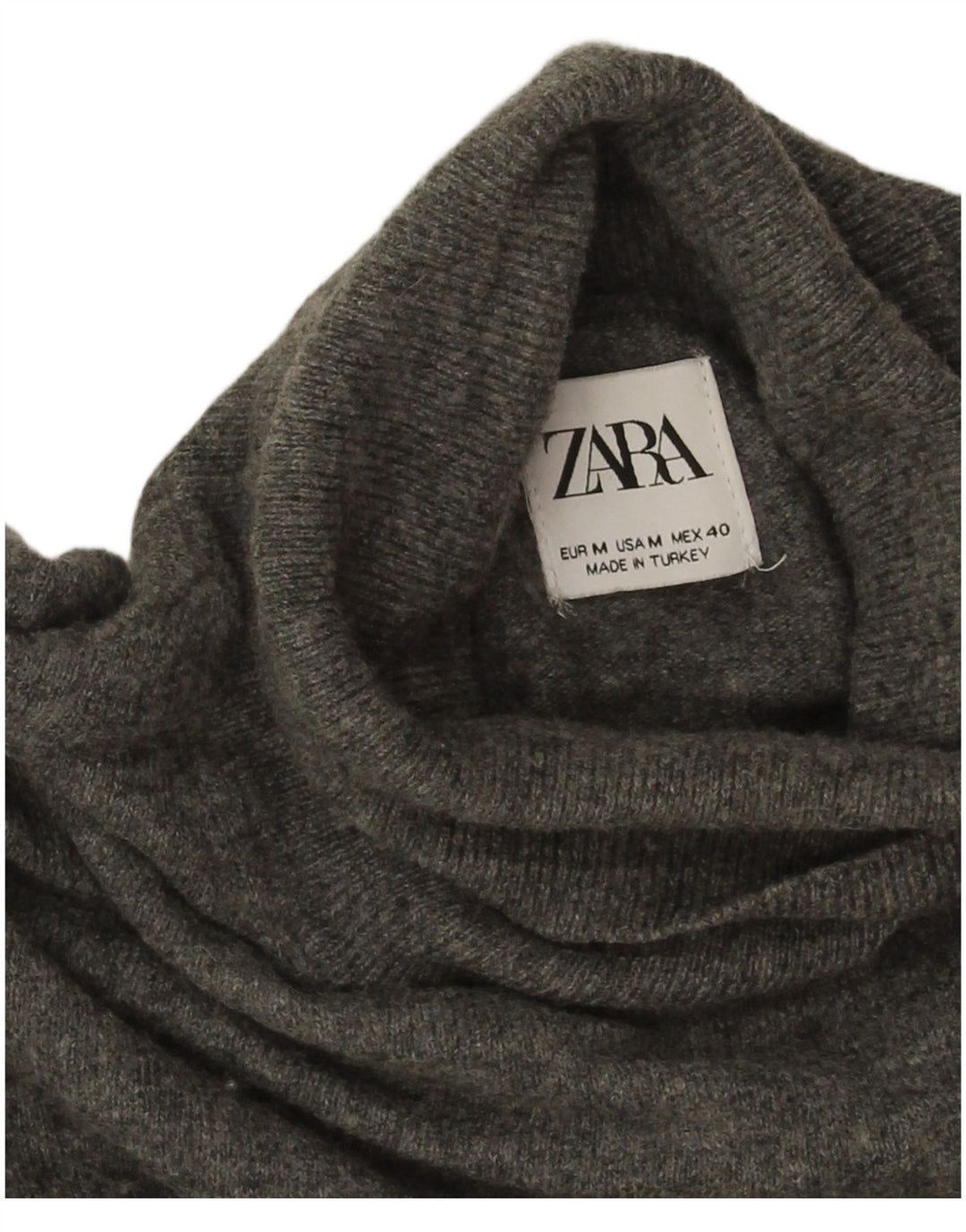 Zara Jersey con cuello vuelto para mujer, UK 44, poliamida moteada en gris medio