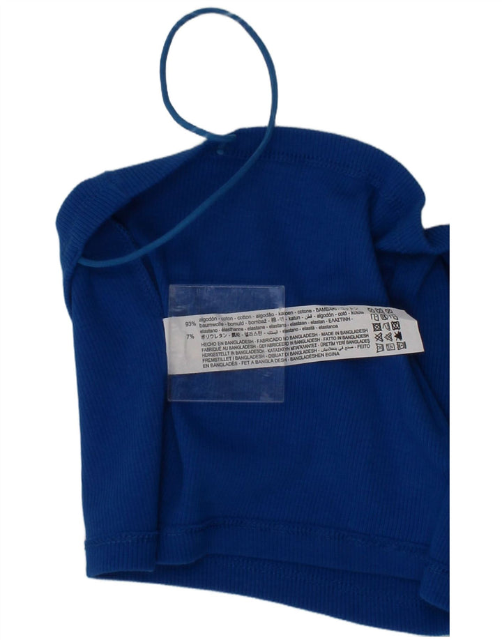 Zara Mujer Bralette Cami Top Pequeño Algodón Azul