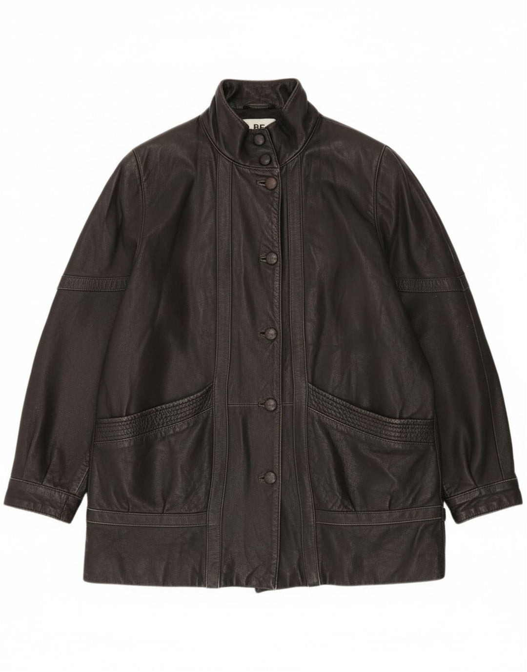 Vintage mujer chaqueta de cuero de gran tamaño EU 46 XL cuero negro