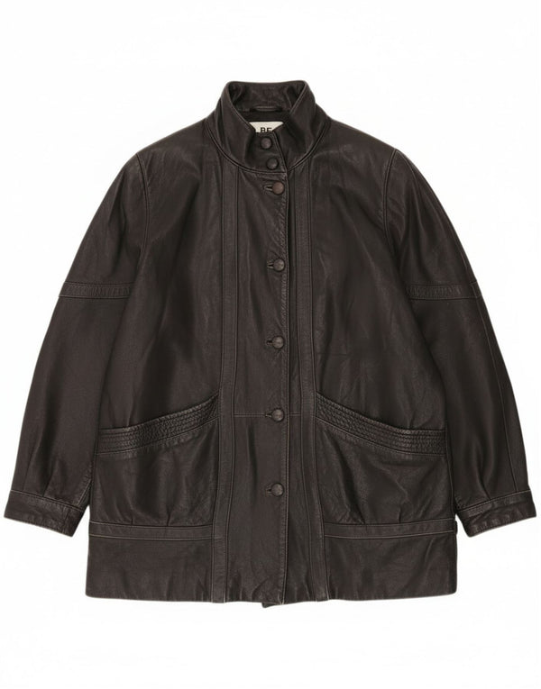 Vintage mujer chaqueta de cuero de gran tamaño EU 46 XL cuero negro