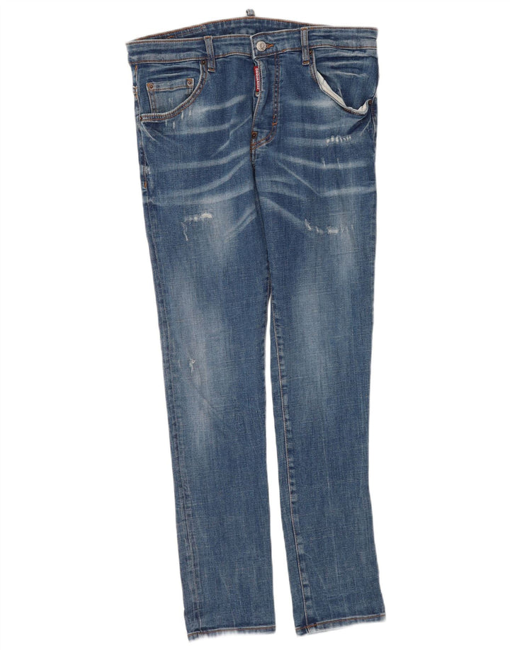 Dsquared2 Jeans ajustados desgastados para mujer IT 46 Large W32 L30 Algodón azul