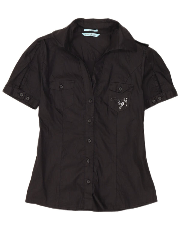 Guess By Marciano Camisa Militar De Manga Corta Para Mujer IT 42 Medium Black