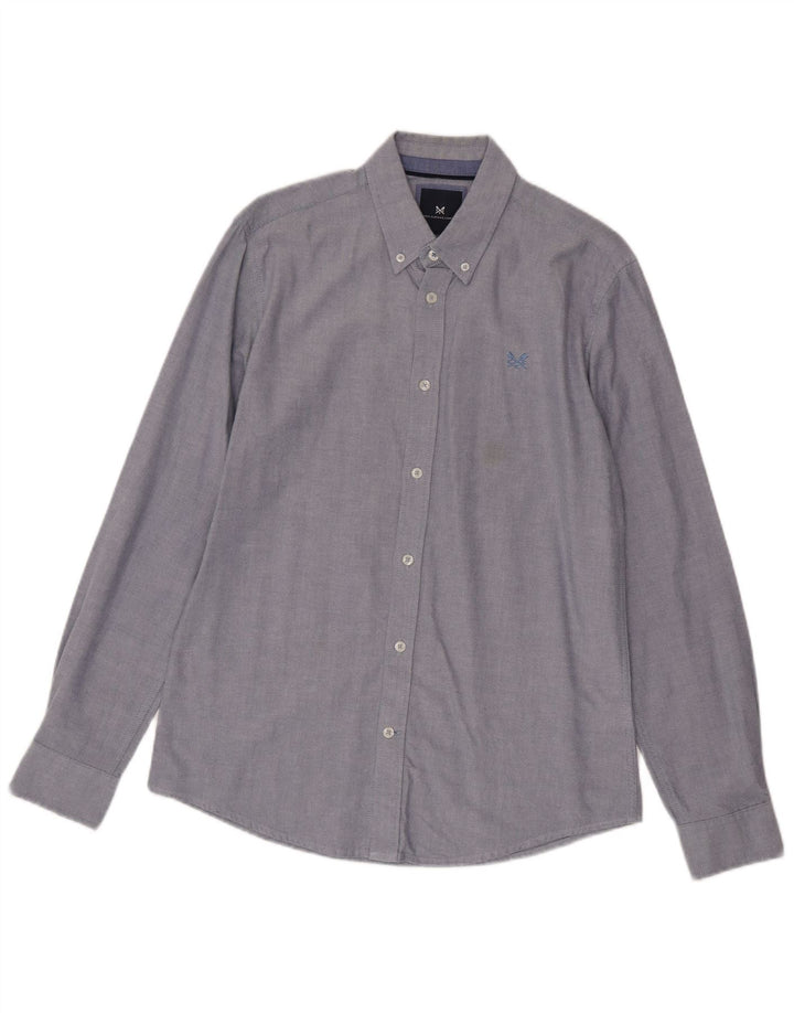 Crew Clothing Camisa ajustada para hombre Algodón azul pequeño