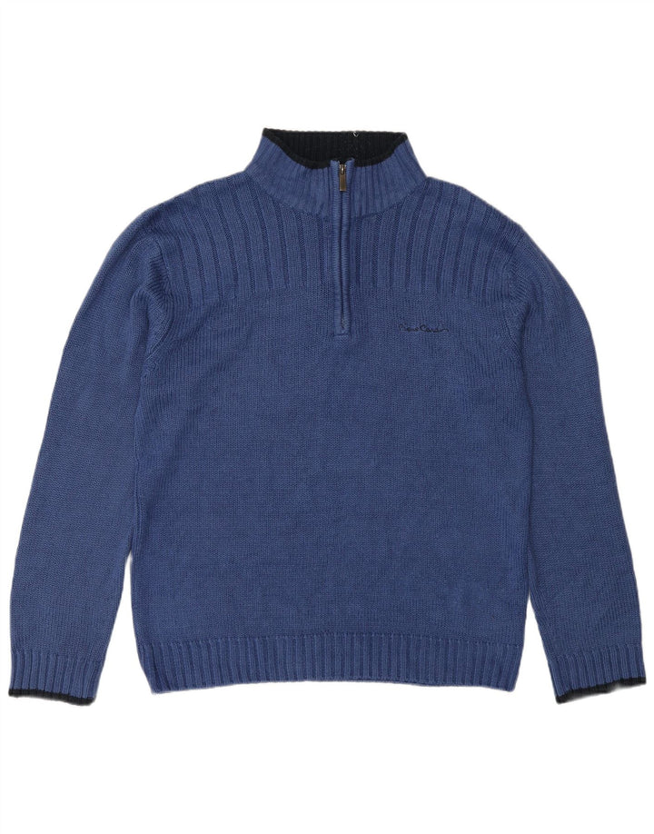 Pierre Cardin - Jersey con cuello y cremallera para hombre, talla grande, color azul