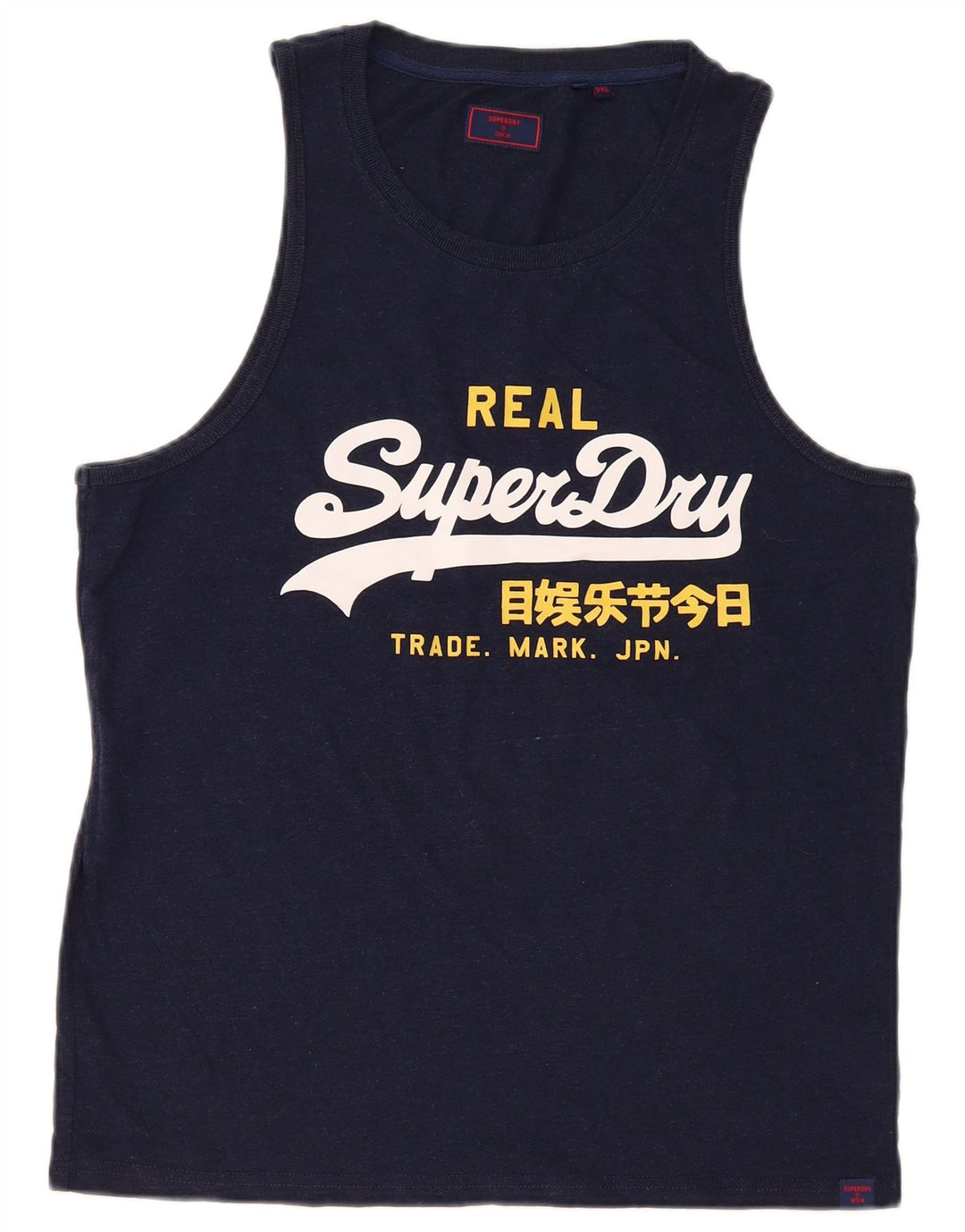 Superdry Camiseta sin mangas con gráfico para hombre 2XL Algodón azul marino