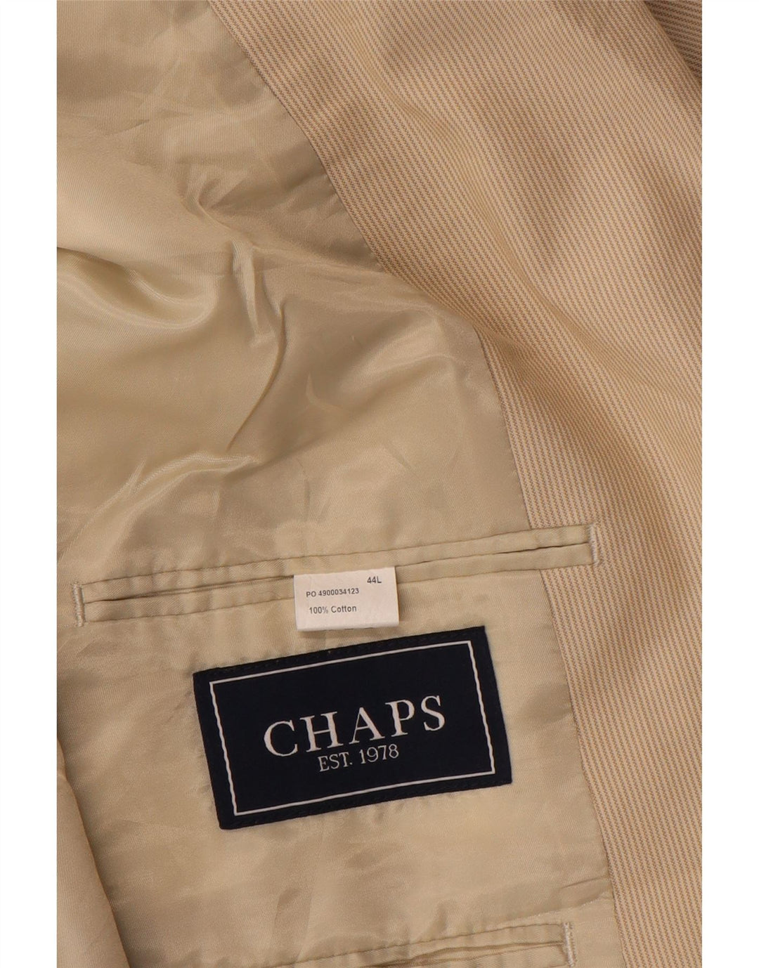 Chaps Chaqueta tipo blazer de 2 botones para hombre UK 44 2XL Algodón a rayas beige
