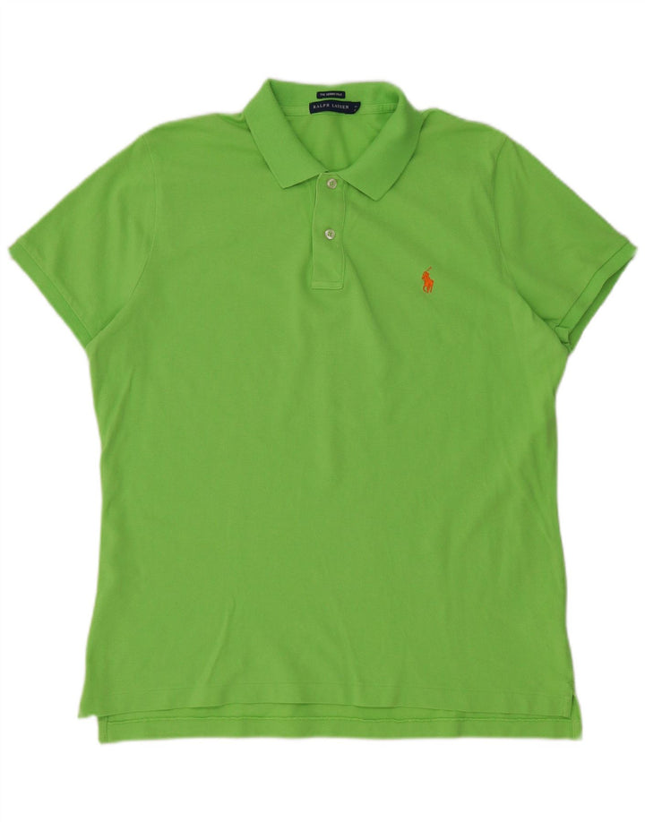 RALPH LAUREN Polo ajustado para mujer UK 40 XL Algodón verde