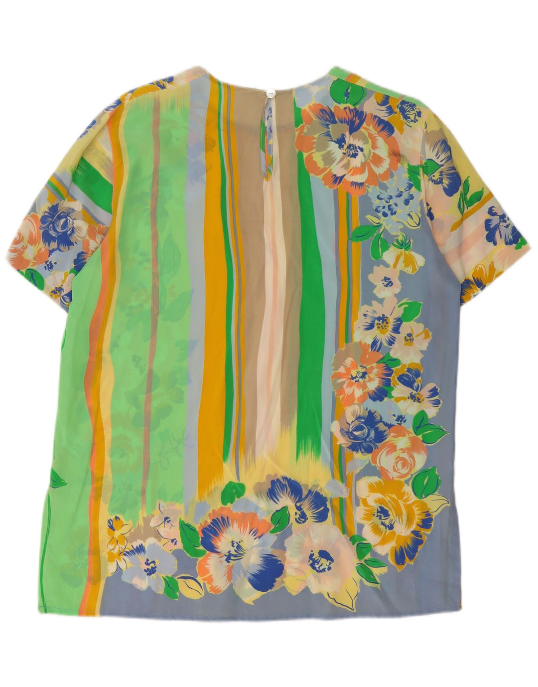 Vintage mujer blusa Top Reino Unido 14 grande multicolor floral
