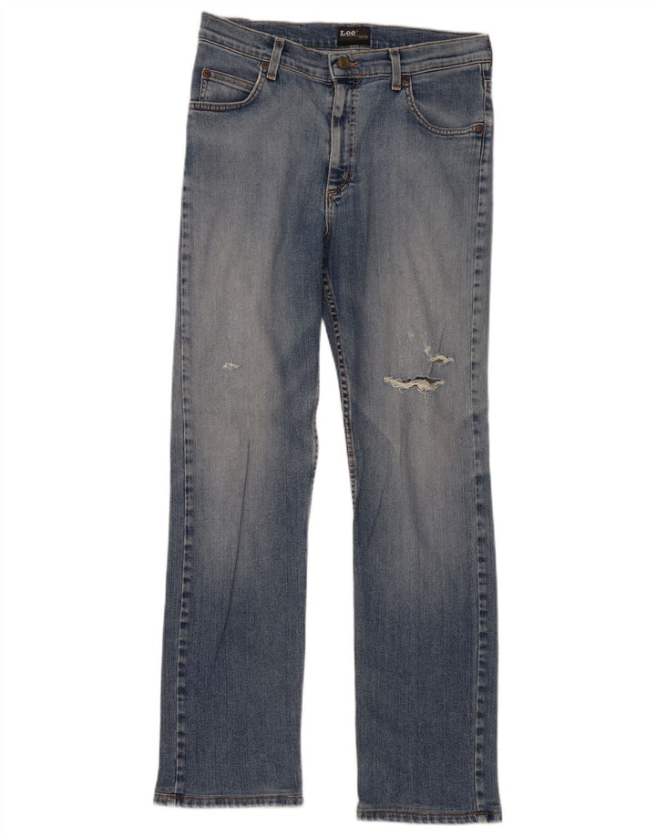 Vaqueros rectos desgastados Brooklyn para hombre Lee W33 L34 Algodón azul