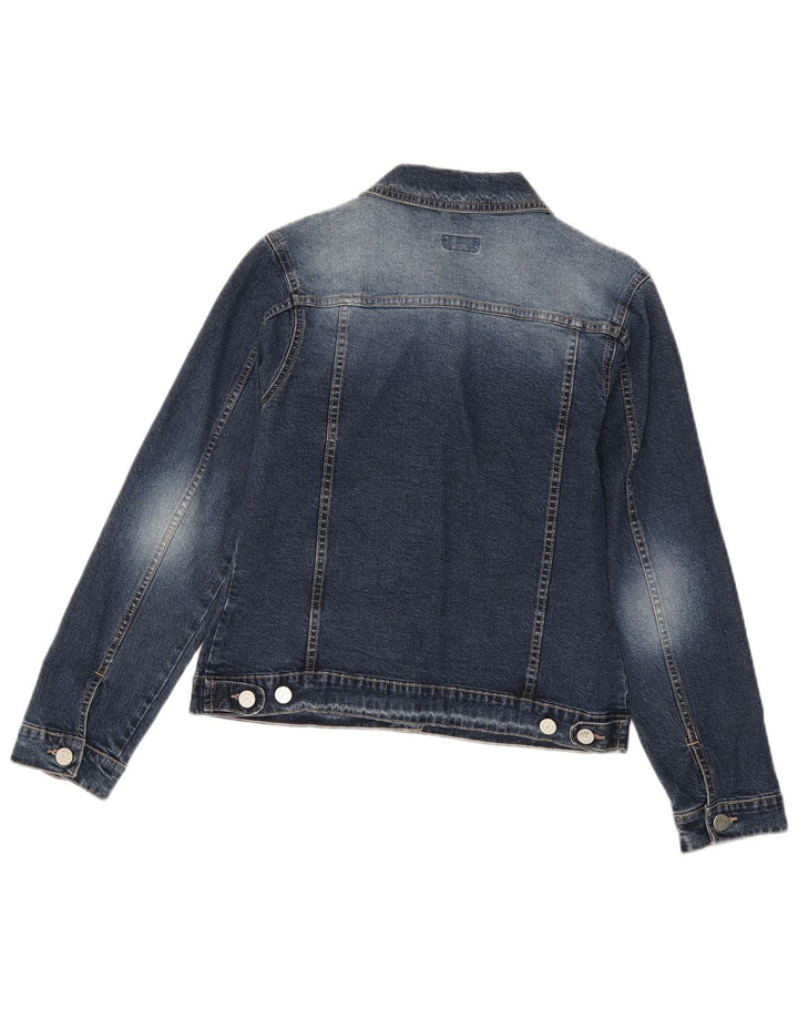 Vintage mujer chaqueta de mezclilla Reino Unido 10 pequeño algodón azul