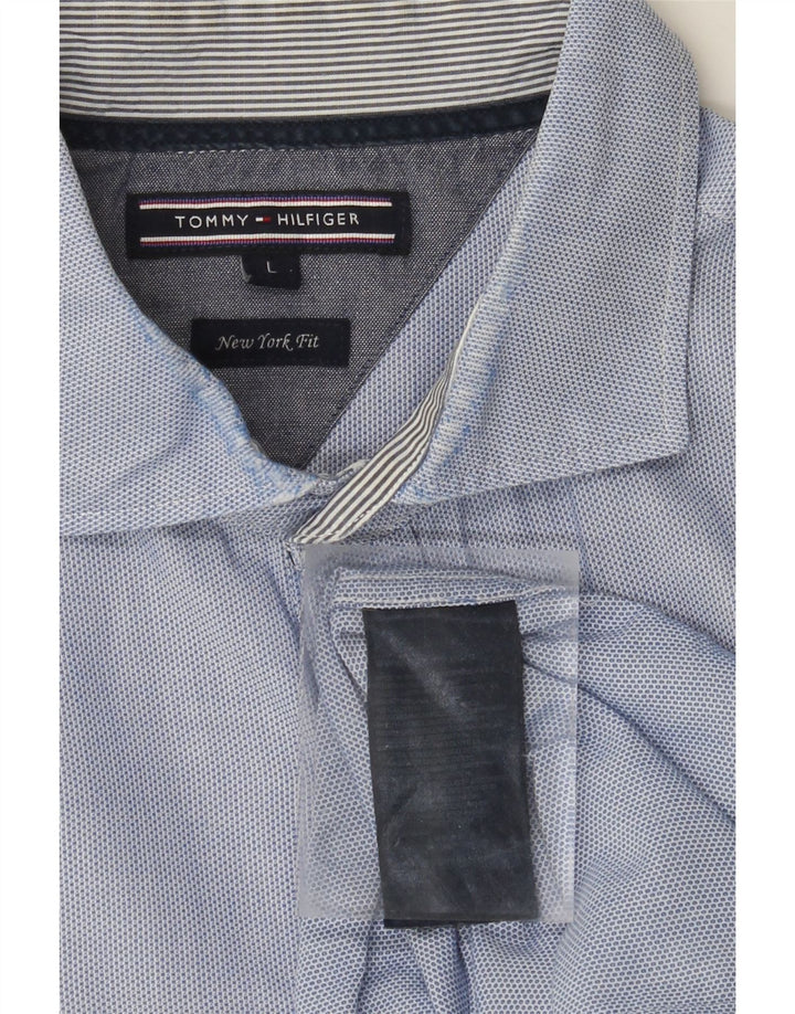TOMMY HILFIGER Camisa New York Fit para hombre Algodón azul grande
