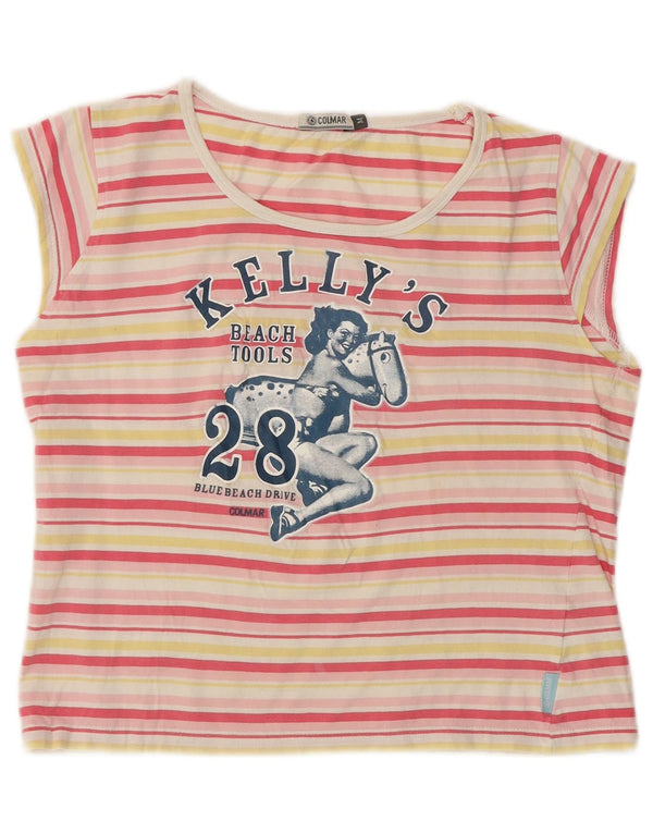 COLMAR Camiseta gráfica para mujer Top UK 40 Mediano Rayas multicolores