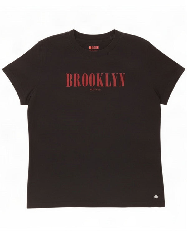Mustang Camiseta con gráfico Brooklyn para mujer UK 46 Grande Algodón negro