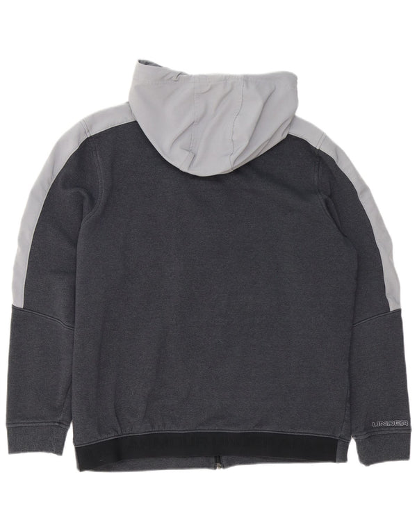 Under Armour Sudadera con capucha y cremallera para hombre, talla grande, algodón gris color block