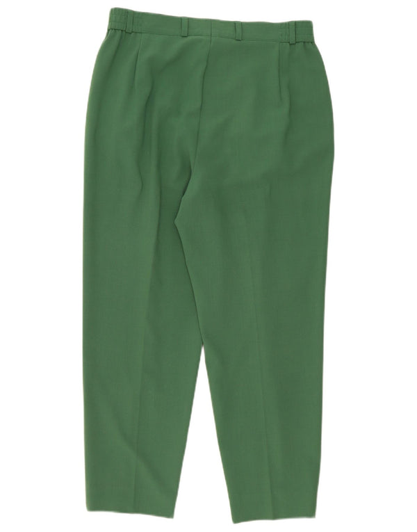 Vintage mujer cintura alta pegado pantalones recortados Reino Unido 14 grande W32 L25 verde