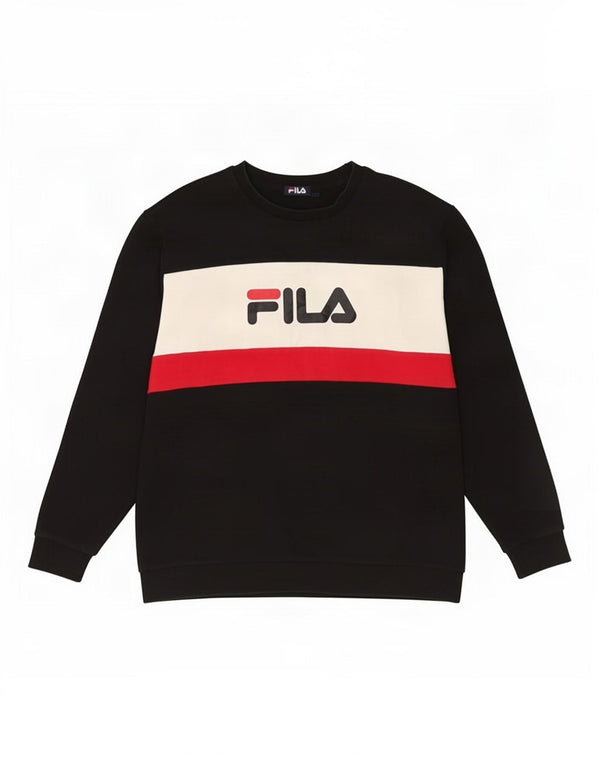 Fila Hombre Graphic Sudadera Jumper Large Negro Colorblock Algodón