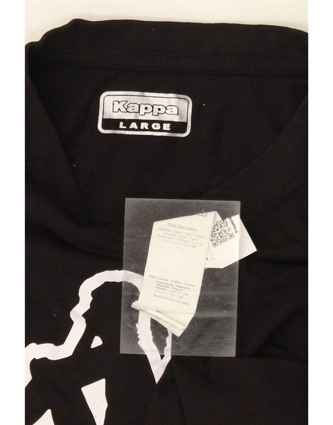 KAPPA Camiseta gráfica para hombre Top grande de algodón negro