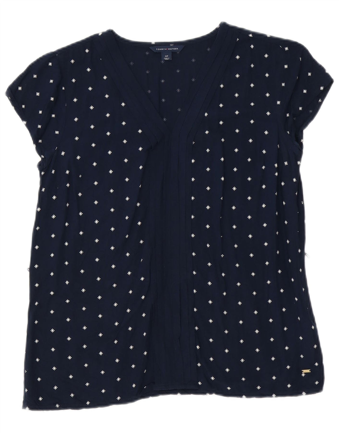 Tommy Hilfiger Blusa con patrón abstracto para mujer UK 10 Small Azul marino