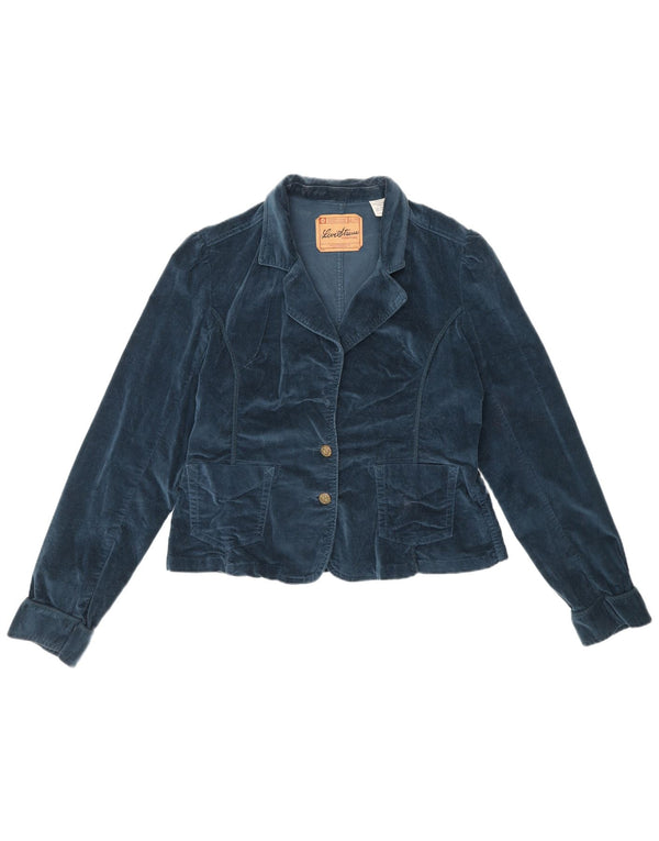 Levi's Chaqueta tipo blazer de terciopelo con 2 botones para mujer UK 18 XL Algodón azul