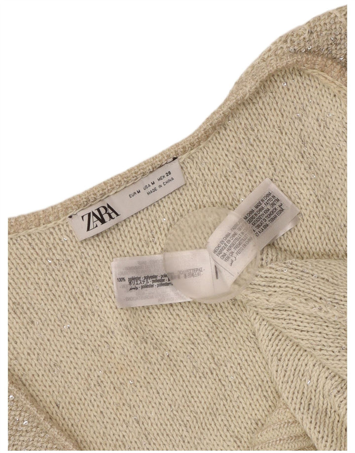 Zara Mujer Chaleco De Punto Top UK 42 Poliéster Gris Medio