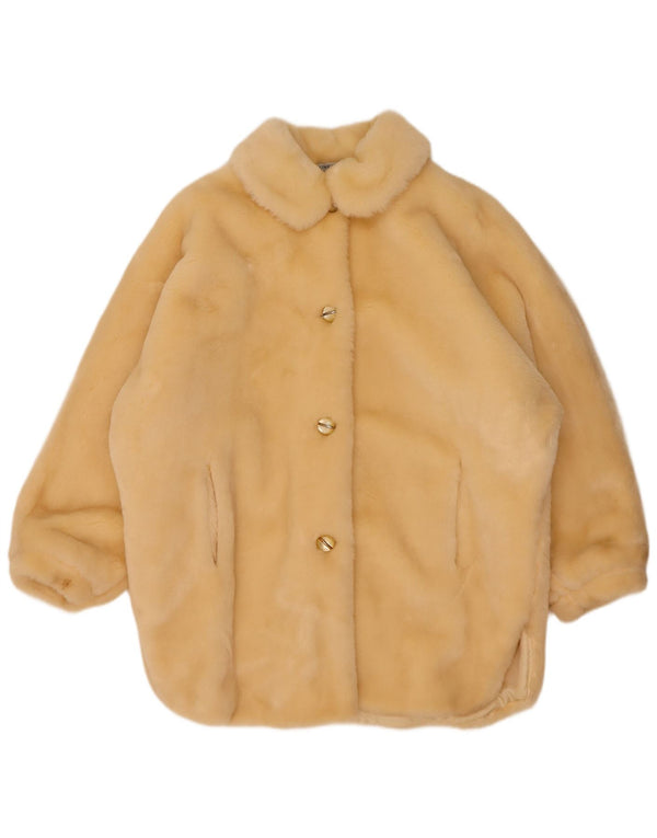 Vintage mujer oversize abrigo de piel sintética EU 40 Medio Beige Modacryl