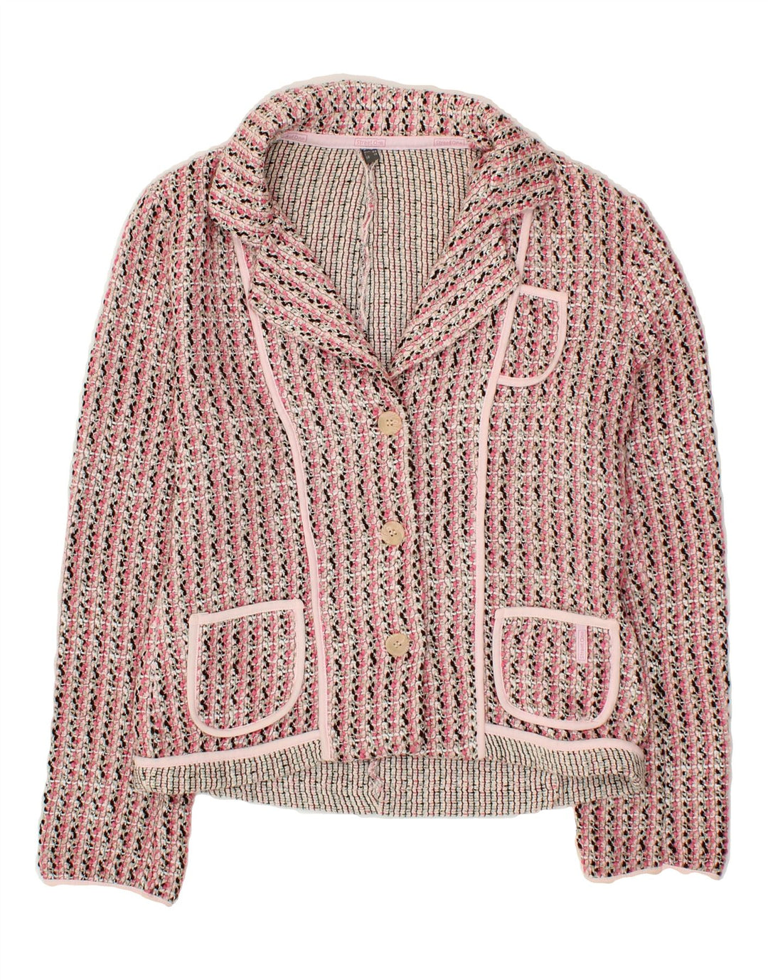 STREET ONE Womens 3 Button Blazer Jacket UK 14 Medium  Red Flecked Acrylic Vintage Street One and Second-Hand Street One from Messina Hembry 
