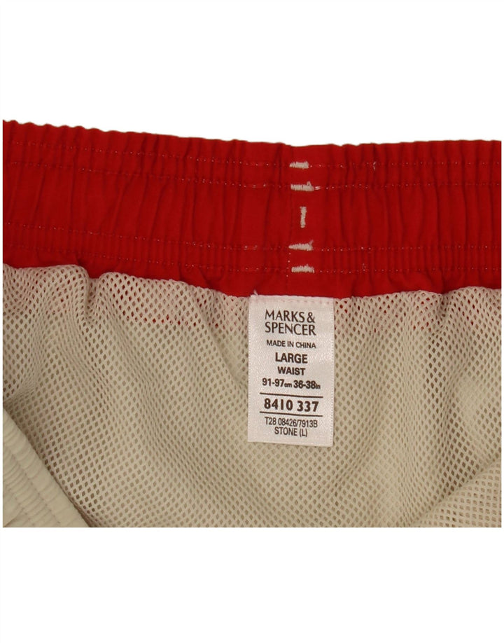 Marks & Spencer Bañador para hombre, talla grande, poliéster beige